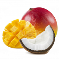 hausgemachter 'Coco Jambo' Smoothie mit Mango, Pfirsich, und Kokosmilch