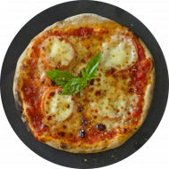 Sie können aus 6 verschiedenen Pizzavariationen wählen. Heutige Tagesempfehlung: Pizza 'Margherita' mit Tomaten, Mozzarella und frischem Basilikum (19,81)