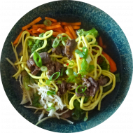 Ramen 'Tokio' mit Rindfleischstreifen, Mienudeln und frischem Gemüse (2,18,52,81)