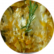 Pastaauflauf 'Piräus' mit mediterranem Gemüse und Hirtenkäse überbacken (15,19,51,81)