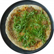 Sie können aus 6 verschiedenen Pizzavariationen wählen. Heutige Tagesempfehlung: Pizza 'Coachella' mit Rinderhackfleisch, Tomate, Gouda, Rucola und Frischkäse (19,52,81)