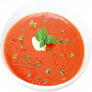 +++ soup of the day +++ Tomatensojacremesuppe mit frischem Basilikum (18,81)