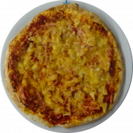 Pizza Hawaii mit Schinken, Ananas, Käse (2,3,19,21,51,81)