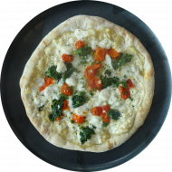 Sie können aus 4 verschiedenen Pizzavariationen wählen. Heutige Tagesempfehlung: Pizza 'Spinachi' mit Blattspinat, Kirschtomaten, Zwiebeln und Sojacreme überbacken (1,2,3,18,81)