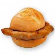 Schnitzel im Brötchen vom Schwein (1,15,51,81) mit Ketchup oder Senf