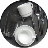'Wir haben nicht mehr alle Tassen im Schrank.' Unsere Mensen und Cafeterien leiden unter Geschirrschwund! Solltet Ihr in Eurer Küche/Büro von uns Geschirr/Gläser finden, bringt diese/s bitte wieder zurück. Vielen Dank!