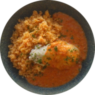 Indisches Butter Chicken mit Knoblauch, Joghurt, Zimt, Honig und Garam Masala (19,48,49,54) dazu Couscous a la Nuri (81)