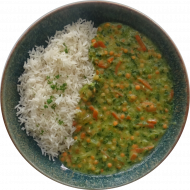 Rote Linsen-Spinat-Curry (3,18) dazu Basmatireis