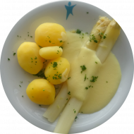Kleine Portion: Frischer Spargel mit Sauce Hollandaise (15,19,21) dazu Petersilienkartoffeln