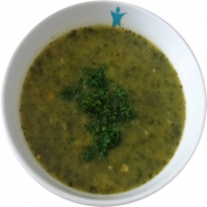 Vegan: Grünkohl-Gemüse-Suppe (21,49), 1 Brötchen (81,83)