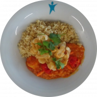 Kleine Portion: Tandooriblumenkohl mit Linsen-Ananas-Curry (1,2,3,18,22) dazu Kräuterbulgur (81) oder Grillkartoffel