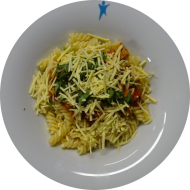 Fusili 'al a Vagout' mit Räuchertofuwürfeln, Rotwein und Basilikum (1,18,24,49,81)