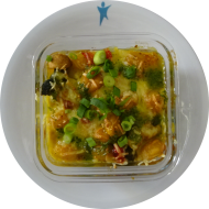 Italienische Frittata ,Knoblauch,Gemüse mit Grana Padano überbacken(15,19,49)