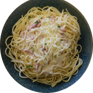 Spaghetti (81) mit Schinken-Sahnesoße 'Carbonara' (1,2,3,8,19)
