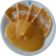 2 hausgemachte Eierkuchen mit Apfelmus (3,15,19,81)
