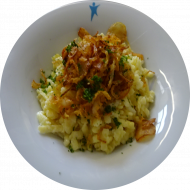 Hausgemachte Käsespätzle mit Gouda & Röstzwiebeln (15,19,81)