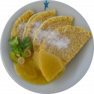 4 Eierkuchen mit Zucker & Apfelmus (3,15,19,81)