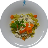 Linguina Paola - Bandnudeln mit Sojaschnetzel und Gemüse (18,19,21,81)