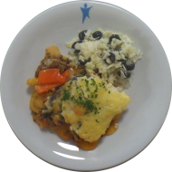 Kleine Portion: Moussaka - Griechischer Auflauf mit Aubergine, Kartoffeln, Rinderhack und Knoblauch (6,15,19,24,44,52,62,81)
