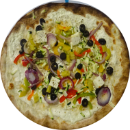 Sie können aus 6 verschiedenen Pizzavariationen wählen. Heutige Tagesempfehlung: Flammkuchen 'Griechische Art' (6,19,81)