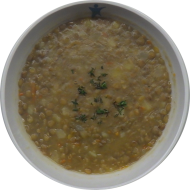 Linseneintopf (3,21,81) mit Roggenmischbrot (81,82,83) 