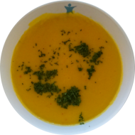 Kürbissuppe (19,81) | auch als kleine Portion