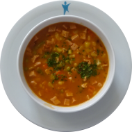 Feuriger Texastopf mit Jagdwurst, Kartoffeln, buntem Gemüse und Kidneybohnen (1,2,3,4,8,22,46) dazu Roggenmischbrot (81,82)