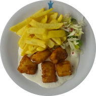 Fish 'n' Chips mit würziger Remouladesoße (9,13,15,16,19,56,81)