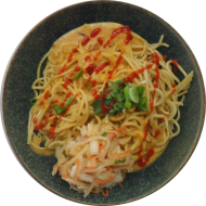 Streetfood aus aller Welt: Koreanische Kimchi-Käse-Nudeln mit Lauchzwiebeln (1,2,4,18,19,23,44,49,81)