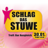 Heute ist es soweit! “Schlag das StuWe!” heißt es wieder in der Bar Ausgleich. Ihr wollt unser StuWe-Team besiegen und euch die Chance auf den Wanderpokal sichern? Attacke! Einlass: 18:30 Uhr. Beginn 19:30 Uhr. Anmeldung: catering@swcz.de