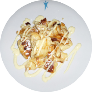 Hausgemachter Kaiserschmarrn mit Rosinen und Vanillesoße (1,15,19,81)