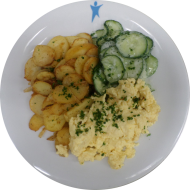 Kräuter-Rührei(1,15) dazu Bratkartoffeln