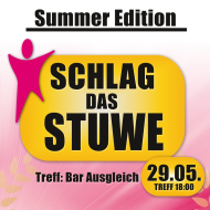 “SdS-Summer Edition” heißt es am 29.05. zum Abschluß unseres Jubeltages. In In&Outdoor-Spielen versucht Ihr den Titelverteidiger (Team-StuWe) zu besiegen. Treff: 18:00 Uhr Bar Ausgleich. Turnierbeginn: 19:00 Uhr. Anmeldung:catering@swcz.de