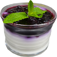 Soja-Mandel-Joghurt-Dessert mit Heidelbeeren (18,71)