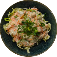 Fränkische Silvaner-Rahmnudeln mit Seelachs gebraten (15,16,19,24,81)