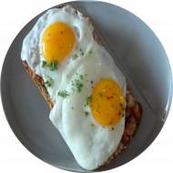 'Strammer Max'Mischbrotscheibe mit Schinken und Spiegeleier(1,2,15,51,81,82)