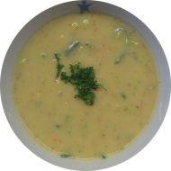 Lauch-Kartoffel-Suppe (19,81) dazu Einsiedler Landbierbrot (81,82,83)
