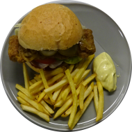 Sie können aus 5 verschiedenen Burgervariationen wählen. Heutige Tagesempfehlung: BBQ Rib Burger mit Big Rib Steak, Eisberg, Zwiebeln und Gewürzgurke (1,2,9,15,21,22,81,82) dazu als Menüoption Pommes und House-Dip (9,22)