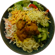 Mac and Cheese Bowl mit Chicken tenders dazu Coleslaw (1,2,3,15,19,22,81)