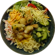 Mac and Cheese Bowl mit Blumenkohlnuggets dazu Coleslaw (1,2,3,15,19,22,81)
