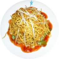 Chinesische Bratnudeln mit Chinagemüse, Mungo-Sprossen, Ei und Röstzwiebeln (2,15,18,81)