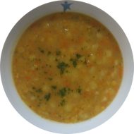 Erbseneintopf (3,21) dazu Einsiedler Landbierbrot (81,82,83)