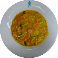 'Navrathan Khani' - indisches Gemüsecurry mit Blumenkohl, Möhren und Brokkoli (2,3,18,81) dazu Fladenbrot (23,81)