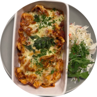 Tortellini Minilasagne mit Kirschtomaten und Mozzarella überbacken (15,19,81)