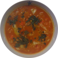 Winterlicher Eintopf mit Bulgur, Spitzkohl, Möhre und Kartoffel (48,49,81)