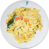 Spätzlepfanne mit Blattspinat und Kürbis (15,19,81)