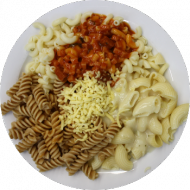 verschiedene Pasta mit Tomaten-Käse-Soße (15,19,81) oder mit Pastasoße 'Funghi' (19,81)