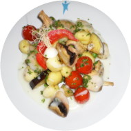 Gebratene Gnocchi mit Gartengemüse und Hollandaise (15,19)