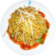 Bratnudeln mit Chinagemüse, Kartotten, Paprika, Zucchini und Sprossen (2,18,81)