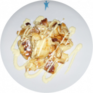 hausgemachter Kaiserschmarrn (1,15,19,81) mit Vanillesoße (1,19) 